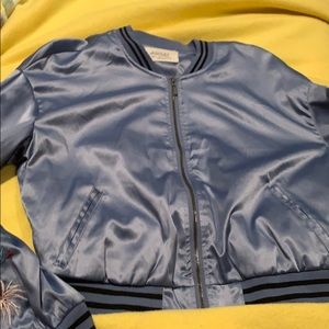 Blue satin embroidered jacket